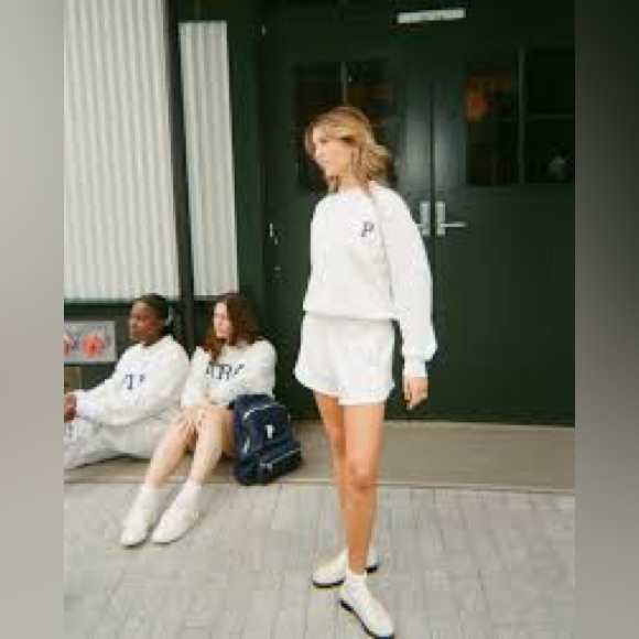 Parke Chenille Shrunken Mockneck S/M Varsity Letterman P Crewneck Gray - Picture 4 of 11